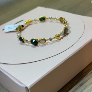 COPY - NWT Alexis Bittar Gold plated bracelet with green stones